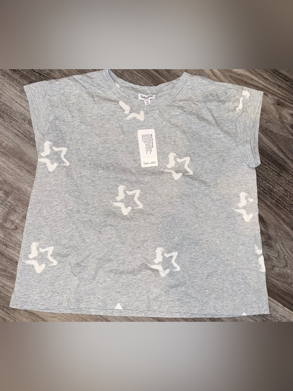 Splendid Heather Gray Tee with White Star Prints NWT Small $55